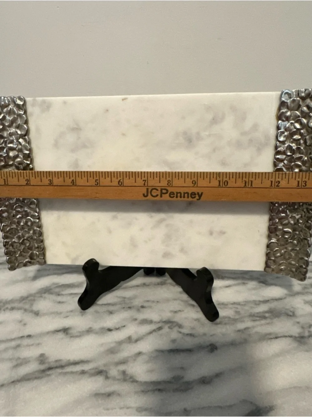 Michael Aram White Marble and Silver Accent Cheese/Serving Board